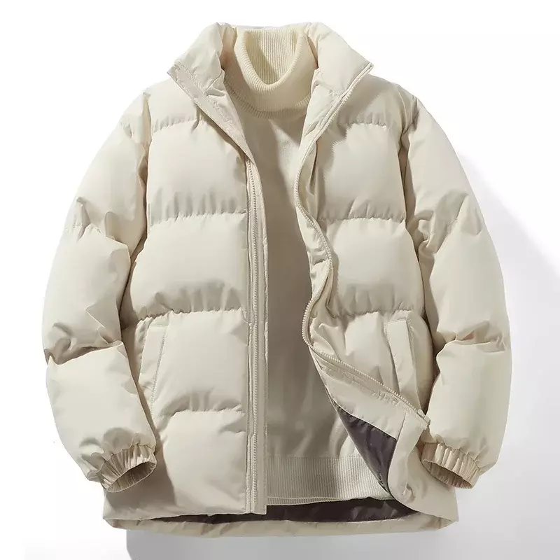 Abrigo de Parka cálido para hombre y mujer, chaqueta gruesa y holgada, prendas de vestir exteriores de Color sólido, novedad de invierno