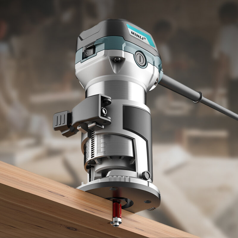 710W Woodworking Electric Trimmer Wood Milling Machine 6 Speeds Electric Wood Router Power Carpentry Manual Trimming Tools