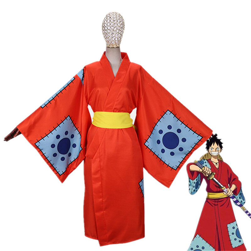 Обезьянка из аниме «Страна ВАО-ВАО» Luffy Косплей костюмы комплект Wafuku пояс для кимоно костюм для взрослых унисекс Prop