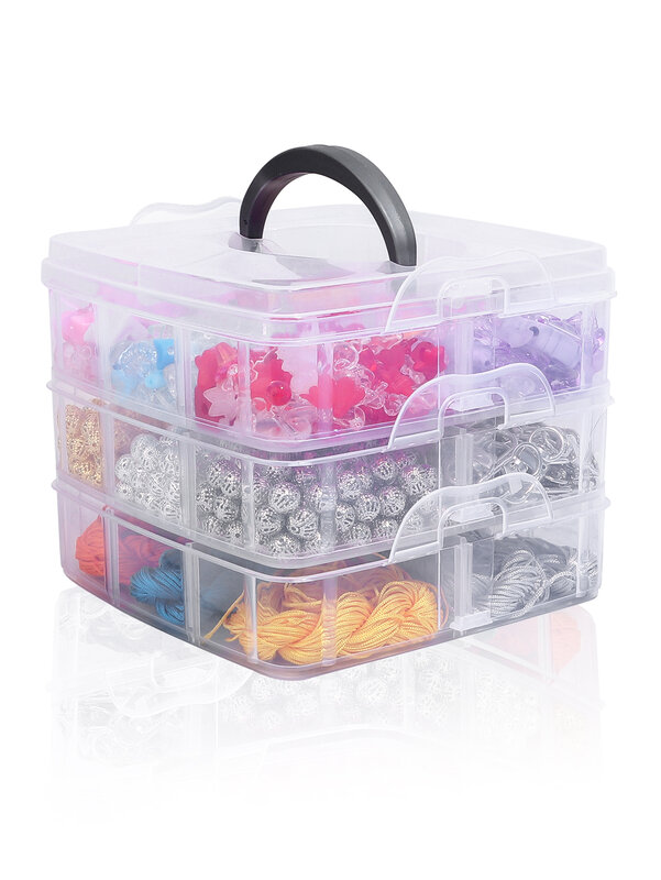 Boîte de rangement en plastique transparent pour bijoux, mallettes de transport adaptées au stockage de divers ensembles de bijoux, fournitures d'emballage, 1 pièce