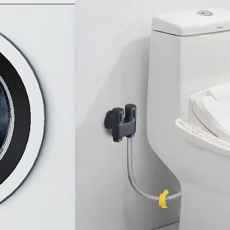 Mini wielofunkcyjny kran mosiężny 1 do 2 z podwójną kontrolą pralki chromowany kran do pralki i toalety
