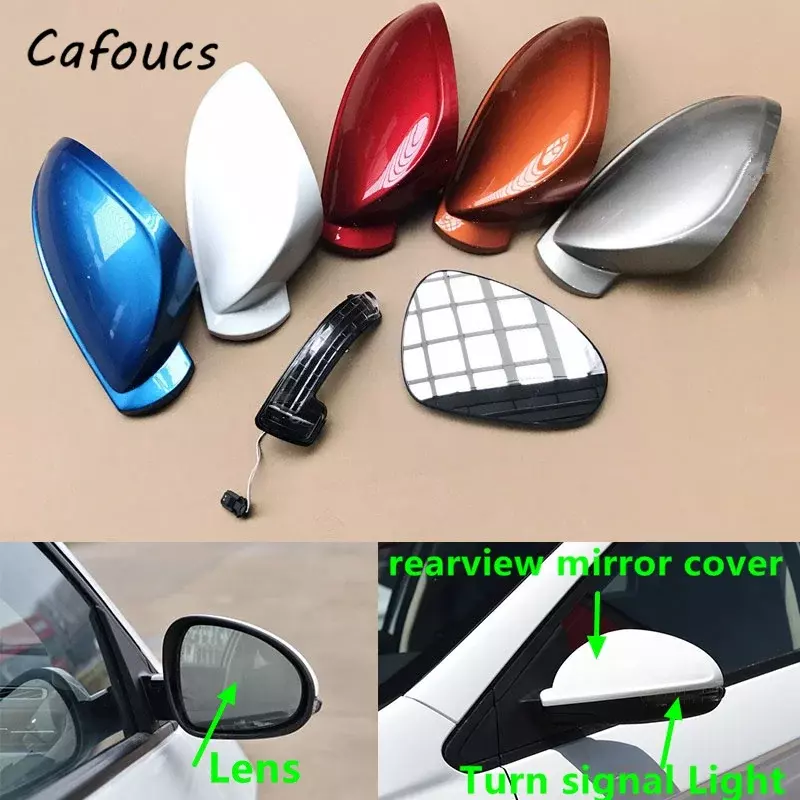 Cafoucs-cubierta de espejo trasero Exterior de coche, lente, lámpara de luz intermitente para Chery Arrizo 5