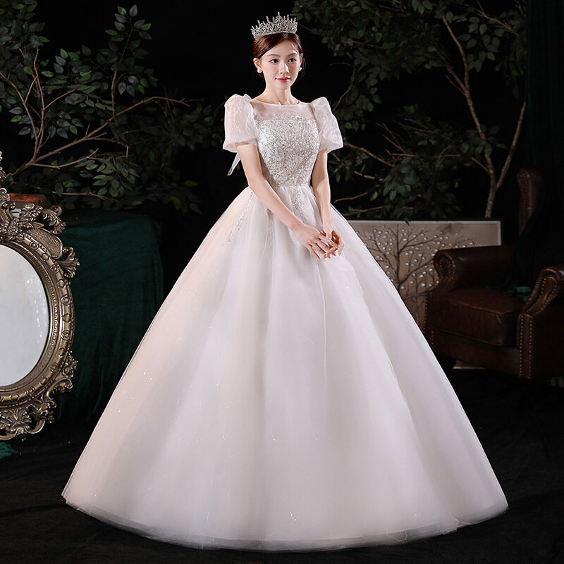 Luxus Pailletten boden langes Brautkleid 2024 Braut Kurzarm kleid plus Größe Brautkleider für Wemen Vestidos de Novia