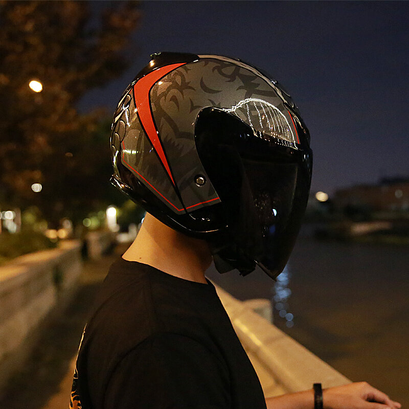 Electric motorcycle helmet men and women four seasons half helmet DOT