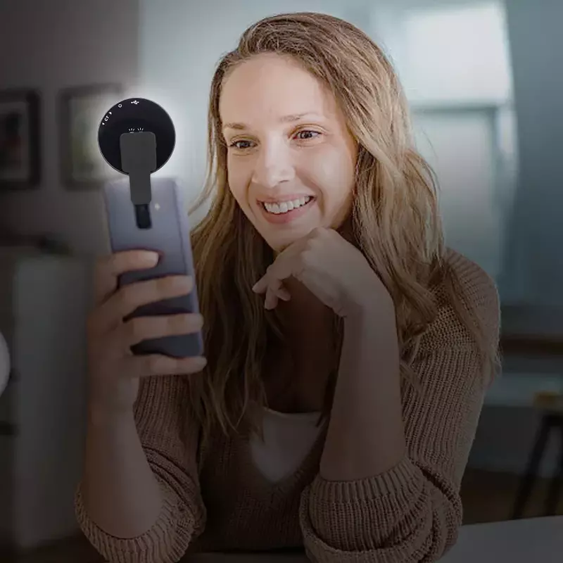 AKIMID-luz de relleno magnética Magsafe con espejo para teléfono Apple, Mini luz suave para foto y Video