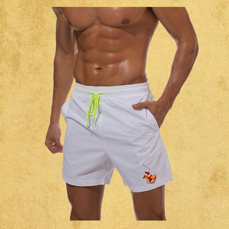 Pantaloncini Casual estivi stampati di marca pantaloni da spiaggia da uomo pantaloni larghi sottili cinque