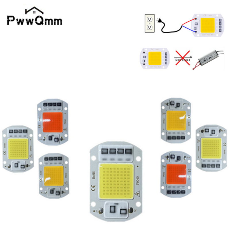 Светодиодный чип PwwQmm, 220 В переменного тока, в, 20 Вт, 30 Вт, 50 Вт, чип COB, нет необходимости в драйвере, лампочки для прожектора, лампа для прожектора, освещение «сделай сам»