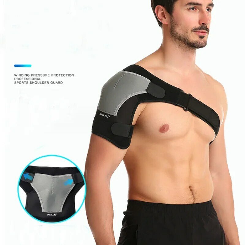 Adjustable Sports Shoulder Brace One-Shoulder Support Belt Men's Protective Compression Shoulder Strap for Injury Recovery
