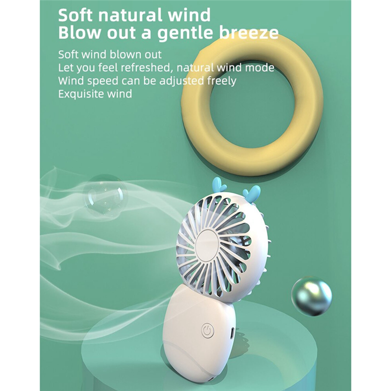 Sommer tragbare Mini-Lüfter kleine Tasche Fan Cartoon Fan Hand ventilator für Outdoor-Mini-Elektro-Ventilator, grün