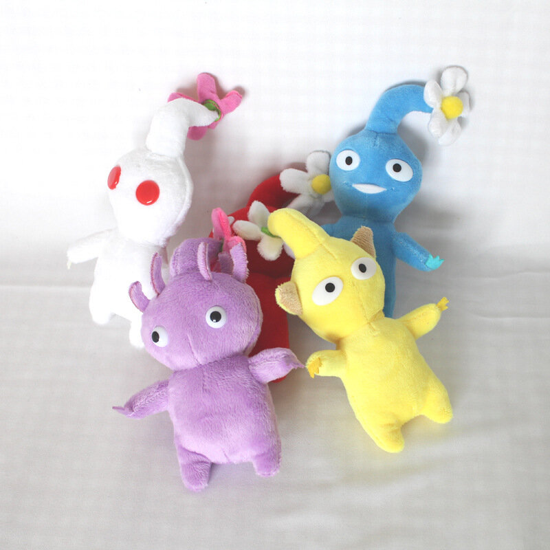 Pikmin Stuffed Plush Toys for Kids, Flower Bud e Leaf Plush Doll, brinquedo dos desenhos animados para meninos e meninas, presente de aniversário 5 pcs/set