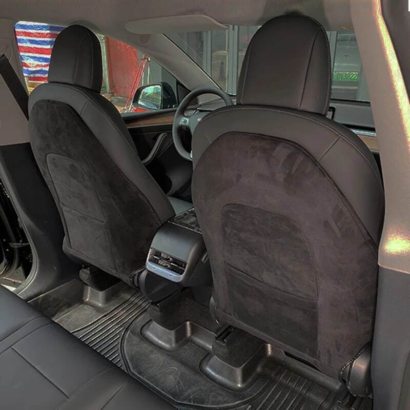 Seat Backrest Anti-Kick Pad For Tesla Model Y & Mode 3 Car Seats Back Cover High Quality Turn Fur Leather Protector Clean Mat