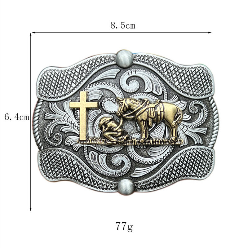 Lead the horse prayer cross belt buckle Western ethnic style