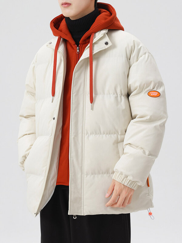 Jaket bertudung untuk pria, jaket tebal bahan katun gaya Korea, jaket penahan angin hangat ukuran Plus 8XL Musim Dingin 2023