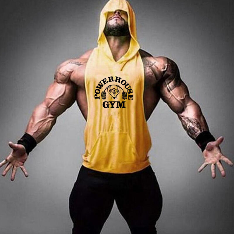 Superhero Print Men Bodybuilding Cotton Tank top Gyms Fitness Hooded Vest Sleeveless Hoodie Casual Fashion