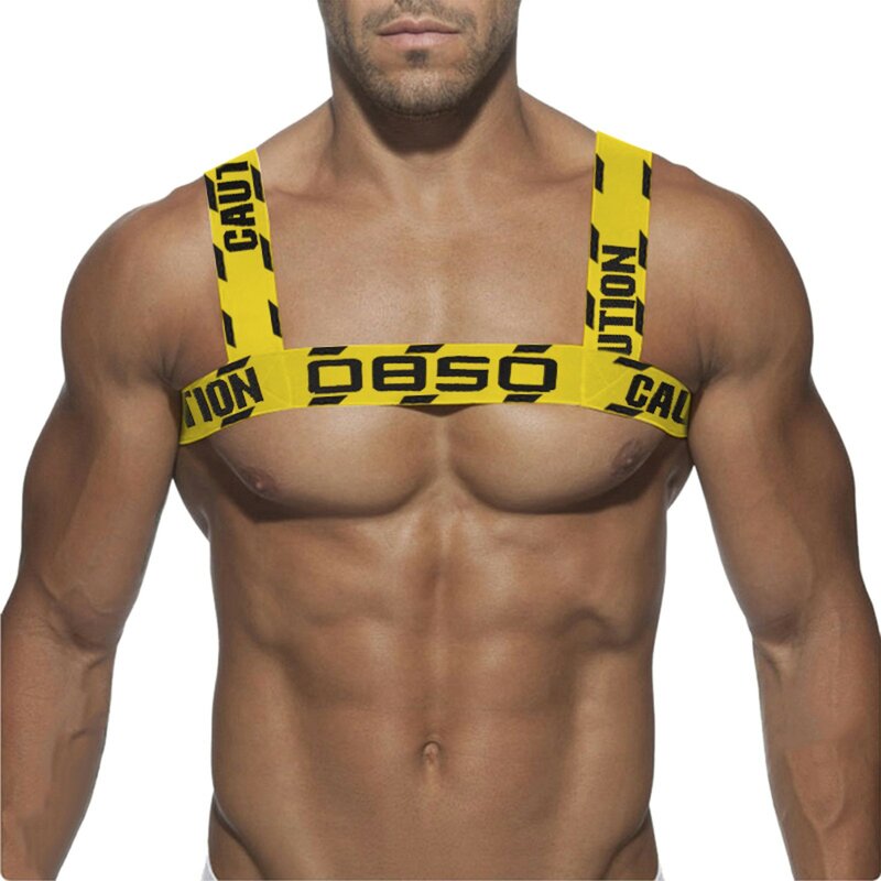 Elastic Harness Men Sexy Shoulder Straps Chest Bondage Muscle Halter Belt Bdsm Fetish Hollow Out Bodyharness Pron Costume Sex