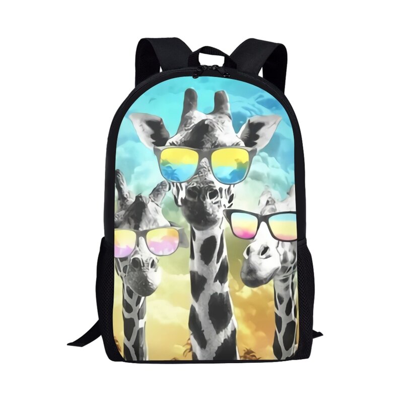Mochilas escolares divertidas con jirafa para niños y niñas, mochilas con ilustración de dibujos animados, animales encantadores, regalo para niños, 16 pulgadas