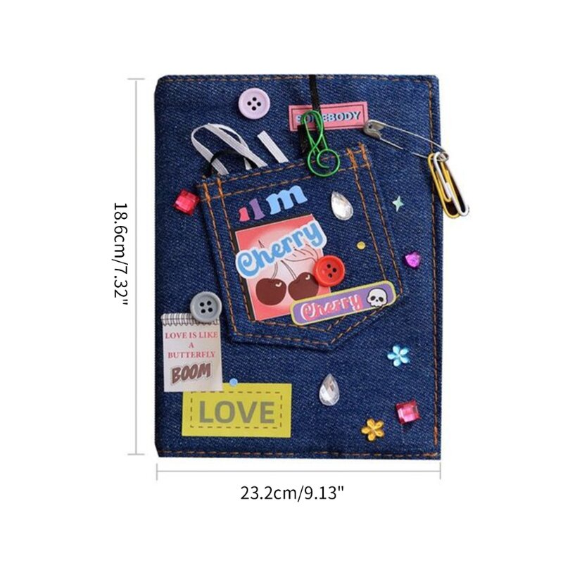 Fabric Denims Notebook Ledger Set Classical Medium Notebook Retro Hand Ledger Antique Hand Ledger Kits with DIY Material