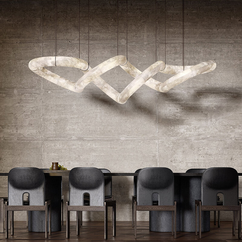 American Hot Selling New Creation Cross Style moderno stile minimalista alabastro tavolo da pranzo Bar lampadario di lusso a forma lunga