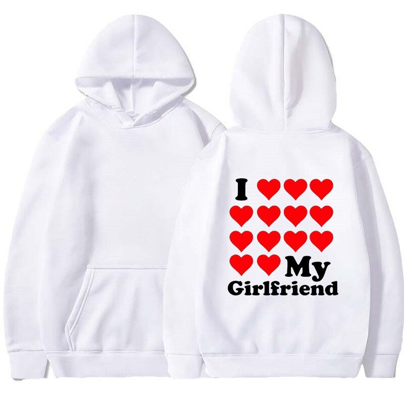 I Love Boyfriend hoodie bertudung wanita Pullover bertudung Sweatshirt pria kebesaran musim gugur musim dingin lengan panjang Y2k Emo pakaian