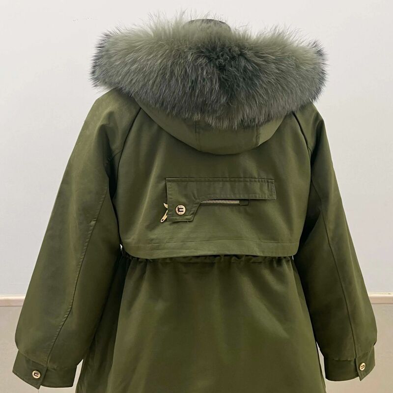 Новинка 2023, женская зеленая парка, зимняя и осенняя теплая черная Съемная куртка с роскошной внутренней подкладкой, верхняя одежда