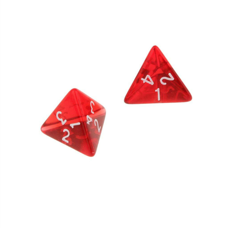 10/50/100 pezzi Gem Multi-Sided D4 Polyhedral dadi D4 20mm per D & D TRPG Cup Games colore rosso