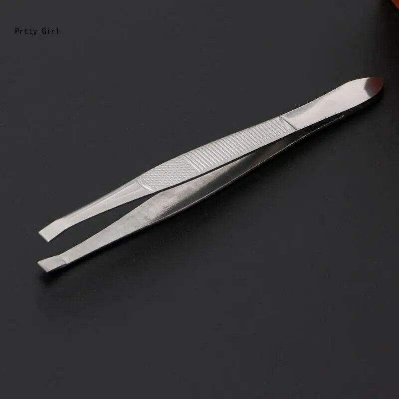 Pinzas profesionales para depilación cejas acero inoxidable, herramienta punta plana, nuevo D2TA