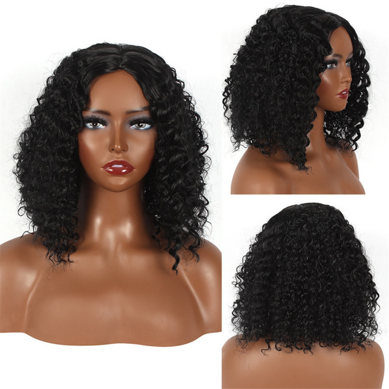Peruca dianteira do laço HD para mulheres, cabelo afro encaracolado curto, laço invisível, sem cola