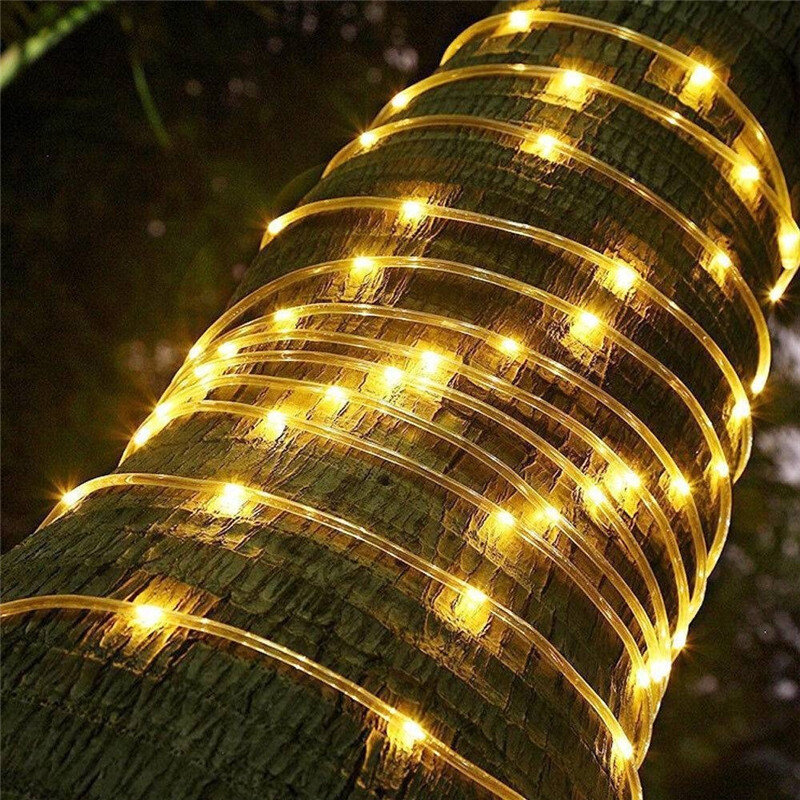LED 야외 태양광 램프, 200/100 LED 로프 튜브 스트링 라이트, 요정 휴일 크리스마스 파티, 태양 정원 방수 조명, 22M, 12M