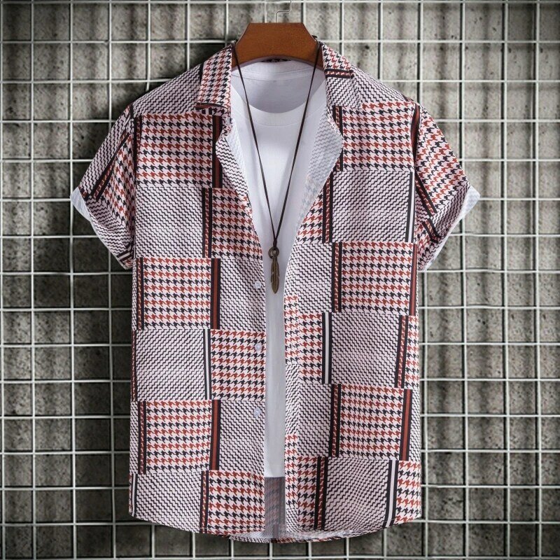 Luxury Men's Clothing Free Shipping Oversize Shirts Man Shirt Fashion Tiki Blouses Social T-shirts Hawaiian Cotton High Quality