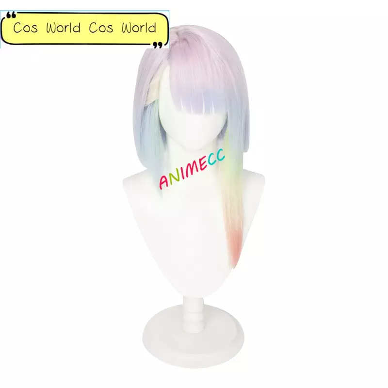 Lucy Cosplay Wig(55CM) Anime Cyberpunk Edgerunners Cosplay Lucyna Gradient Hair Heat Resistant Rebecca Wigs And Cap