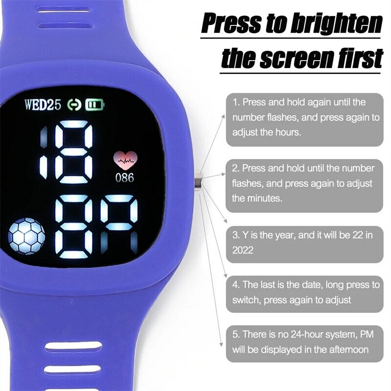Часы наручные светодиодные цифровые, с силиконовым сенсорным экраном