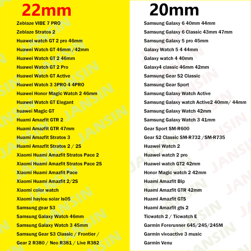 サムスンギャラクシーウォッチ用シリコンストラップ,22mm,20mm,6/5/4プロ/クラシック46mm/アクティブ2/ギアs3,Huawei gt 2/2e/3/3 pro