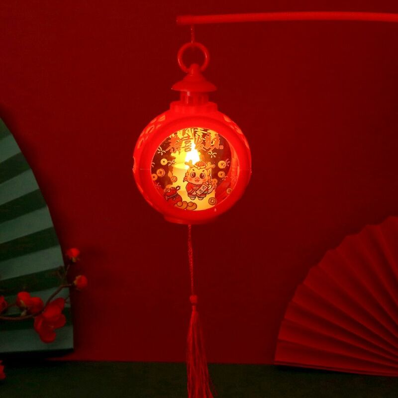 Linterna de viento brillante para Festival de Primavera, lámpara LED colgante de decoración de escritorio de Año Nuevo, linterna portátil redonda China