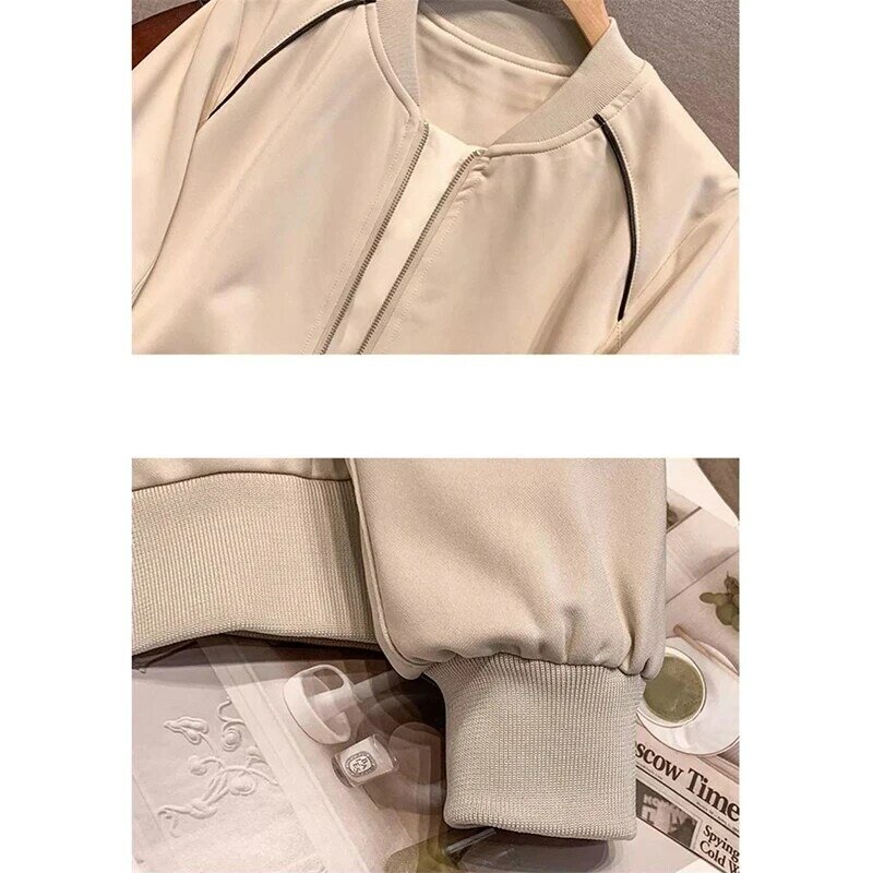 여성용 안감 재킷, 한국 야구 유니폼 외투, 짧은 캐주얼 오버코트, 여성 상의, 2024 용수철 가을 신상