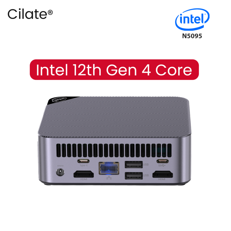 Cilate-Mini PC M750 Intel 12th Gen N5095 DDR4, 8GB, 256GB, SSD, ordenador de escritorio para juegos, WIFI5, BT4.2, Windows 11 pro