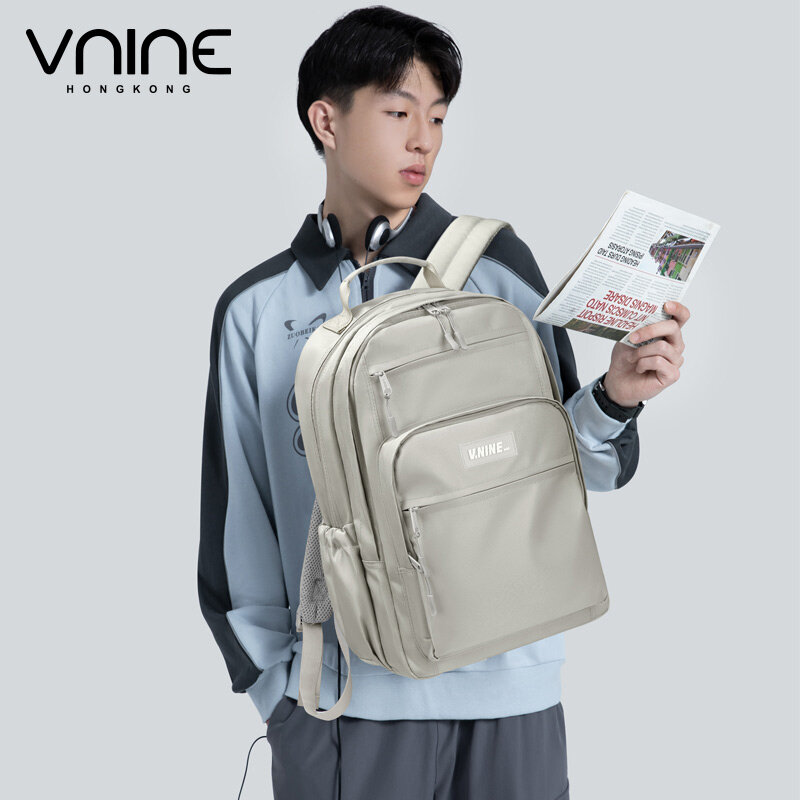VNINE-mochila para estudiantes universitarias, ligera y a la moda, de lona, para hombre