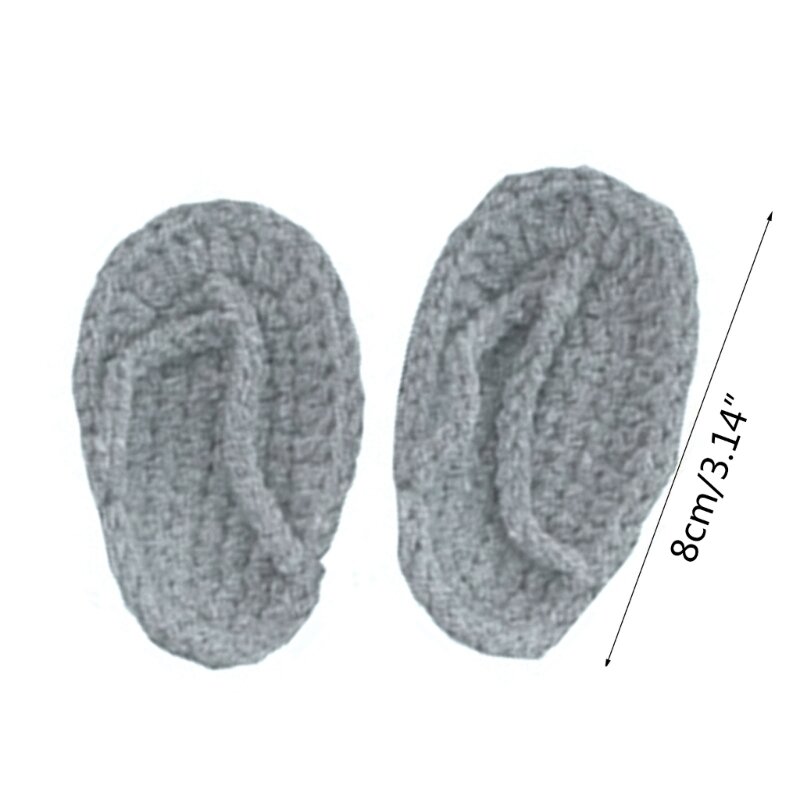 2 шт./компл., милые вязаные тапочки для фотосъемки новорожденных, вязаная крючком обувь