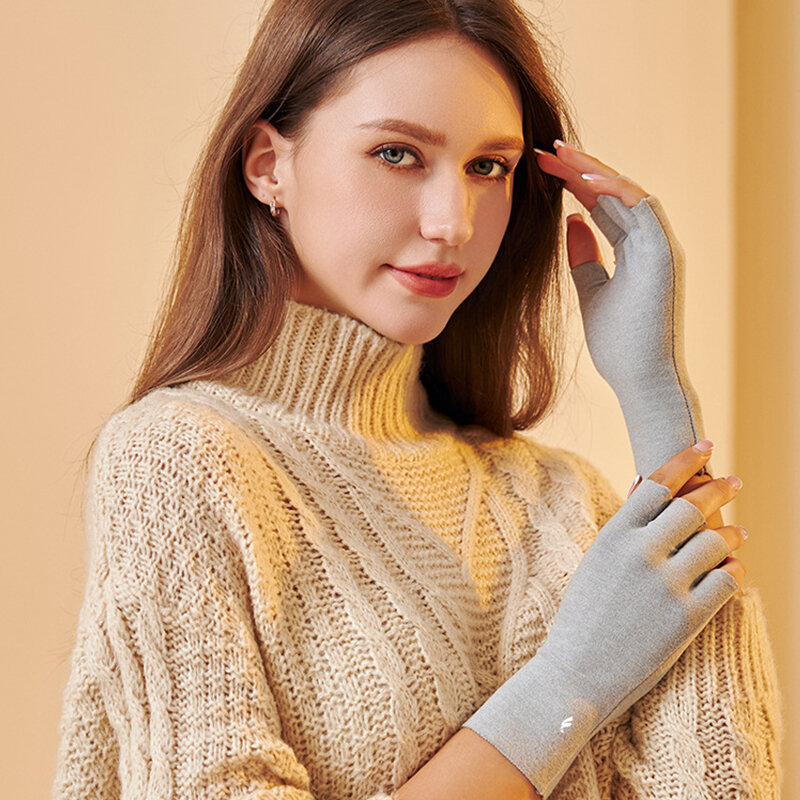 1 para zimowych prostych ciepłych kaszmirowych aksamitne w jednolitym kolorze rękawiczek na pół palca na zewnątrz ekran dotykowy ciepły, miękki, odporny na zimno