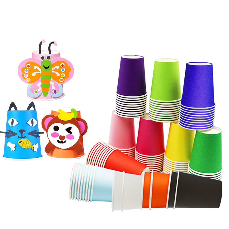 10 Guest Paper Cups 250ml Family Party Supply Children Birthday Party Decorations Kids Disposable Tableware Sets Handmade Props