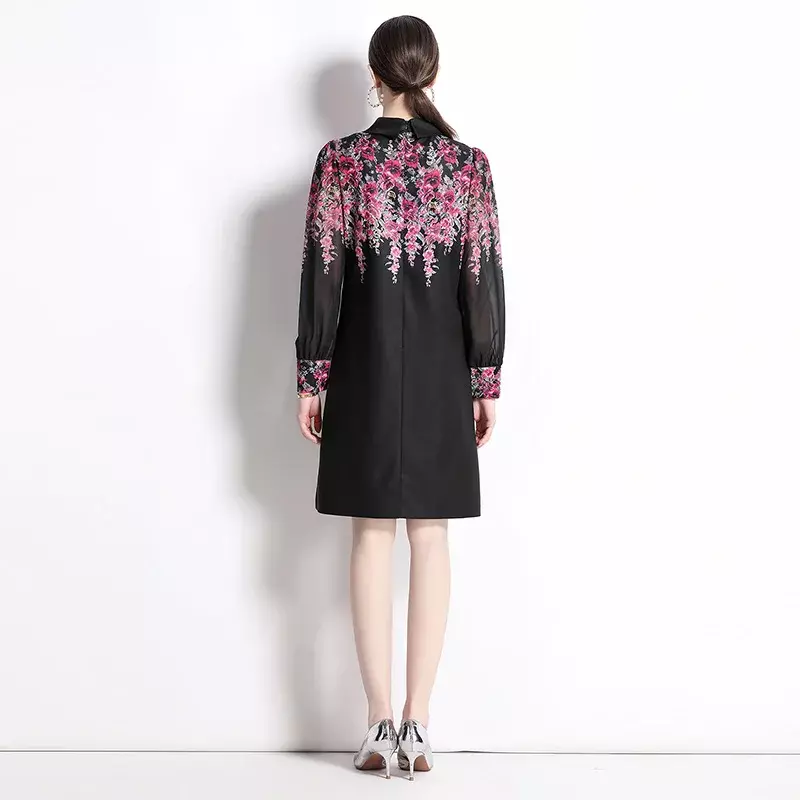 Luxus Promi Licht Luxus kleines Kleid 2023 Frühling/Sommer Mode modische Polo Kragen Print schlankes Kleid für Frauen