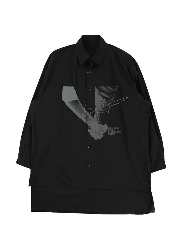 Camisas de estilo conmemorativo para hombre y mujer, camisa de gran tamaño con parte delantera y espalda larga, mano en mano, Unisex