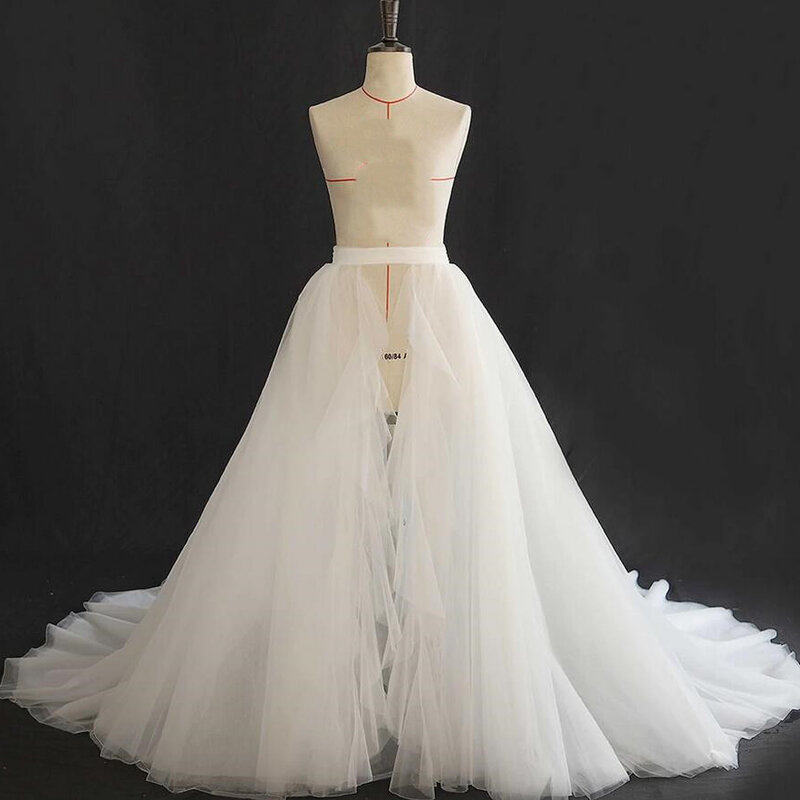 Novo quente personalize a saia da noiva do overskirt em 6 camadas vestidos de noiva para a personalização trem destacável para o casamento do estilo vitoriano
