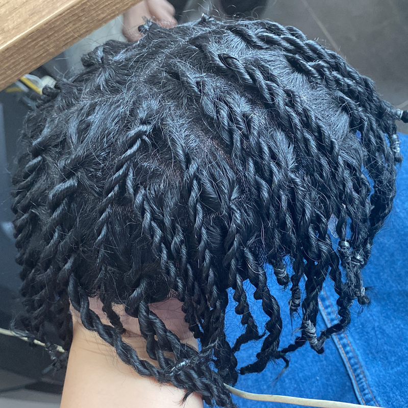 Заплетенные вручную косички человеческие волосы микрокожа искусственная кожа мужской парик для черных мужчин афро грязные косички Мужская капиллярная система