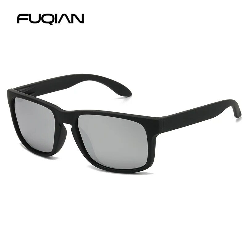 Kacamata hitam terpolarisasi kotak Pria Wanita, aksesoris mata plastik Vintage modis hitam luar ruangan UV400