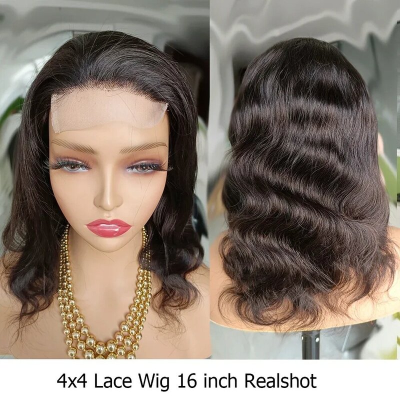 180% Density Body Wave 13x4 Lace Front Wigs 4x4 Transparent Lace Closure Human Hair Wig For Women Natural Color Remy Hair