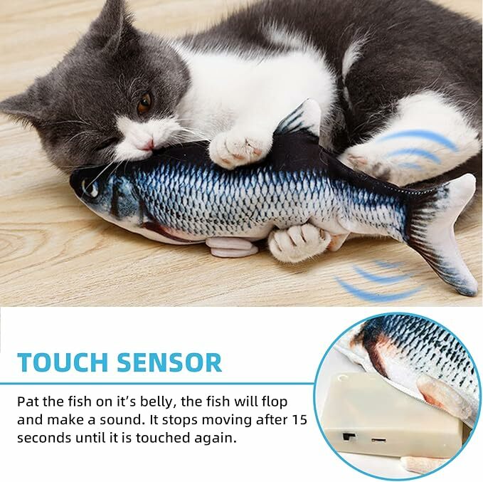 Mainan ikan tidur bayi elektrik isi ulang mainan kucing ikan Floppy interaktif mainan mewah dengan ayunan USB otomatis untuk bayi dan kucing