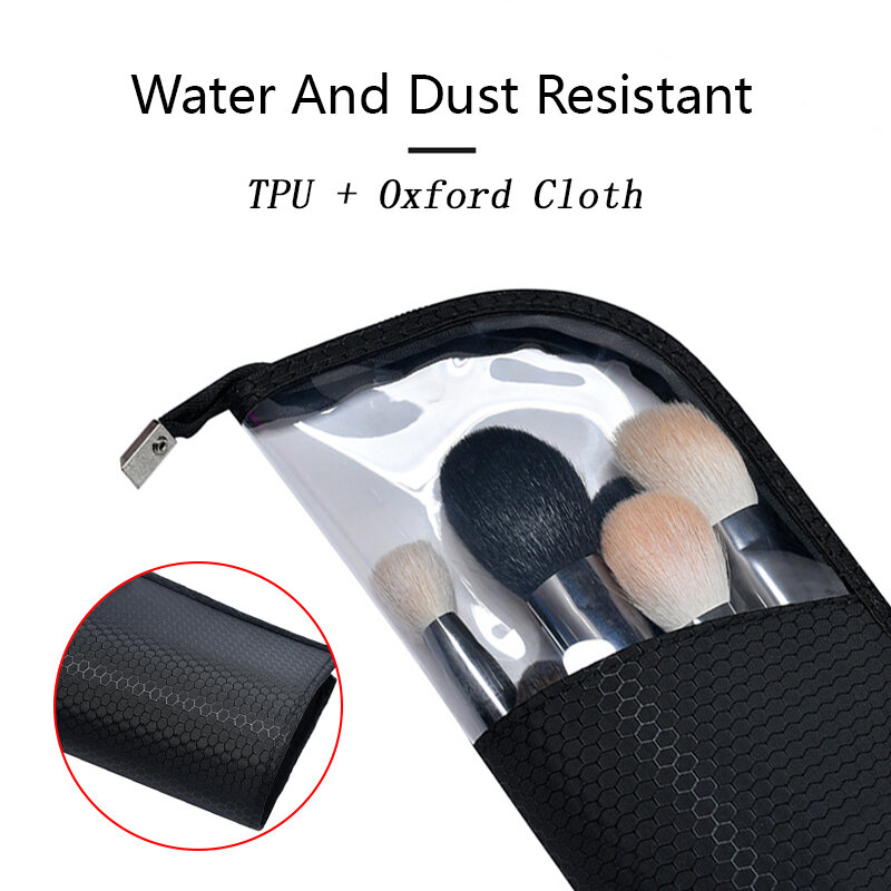 Portable Transparent Makeup Tools Storage Bag Dustproof Waterproof Brush Holder Travel High Capacity Makeup Brushes Accessories