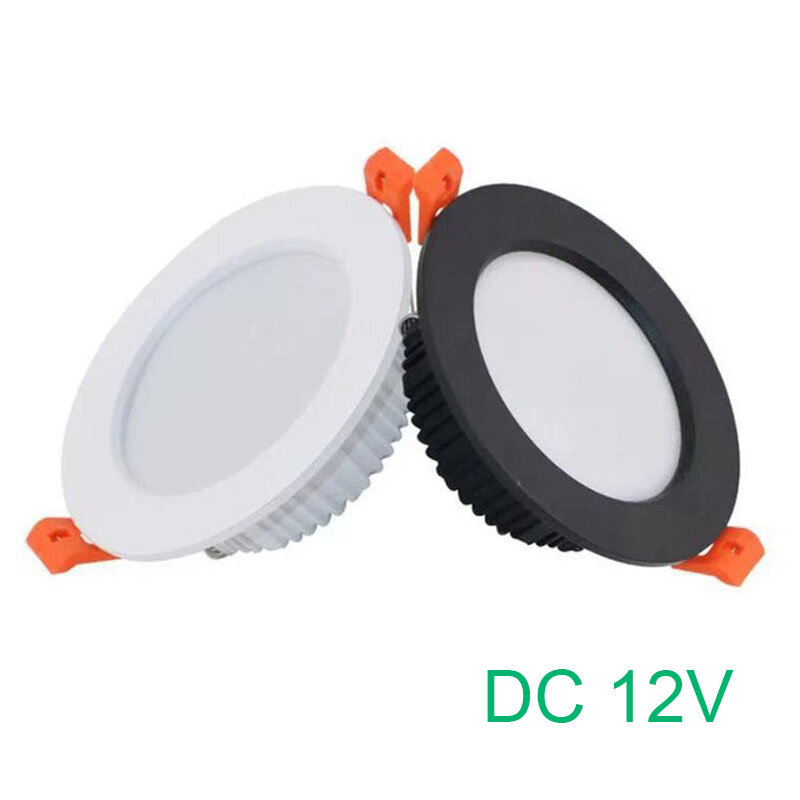 黒と白の超薄型埋め込み式ledシーリングライト,12v dc,3w,7w,9w,12w