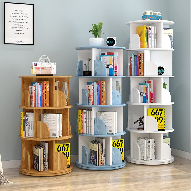 2/3/4/5/6 lagen nieuwe moderne kamer eenvoudige huishoudelijke ruimtebesparende boekenkast draaiende ronde kinderen roterende boekenplank