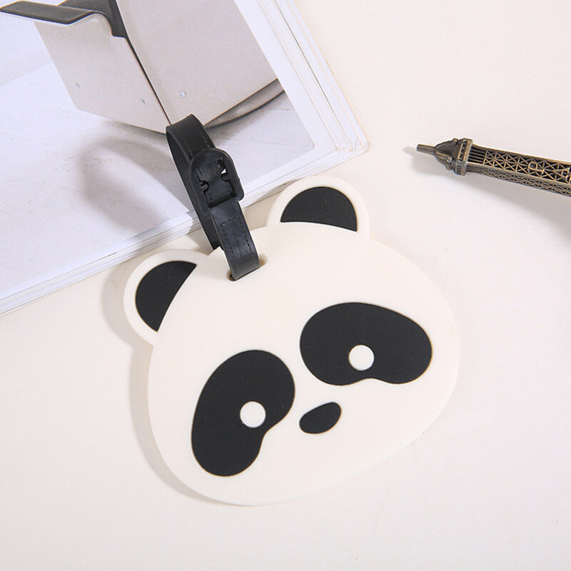 Etiqueta de equipaje para hombre y mujer, accesorio de viaje creativo, Panda, etiqueta portátil, soporte de dirección de identificación, equipaje de embarque, 1 ud.
